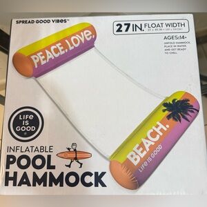 Life Is Good Peace Love Beach Inflatable Hammock - Orange, Purple, Yellow